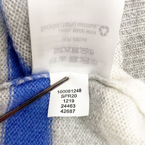 NWT Charter Club 100% Cashmere Sweater Blue & Gray Striped Pullover Size Medium - Picture 14 of 15